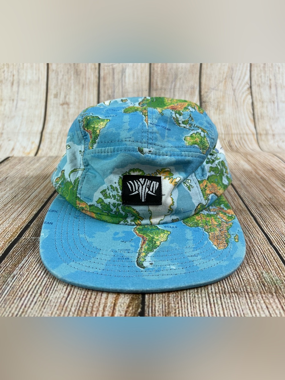 Serengetee 5 Panel Globetrotter Map Canvas Strap Hat Made In USA